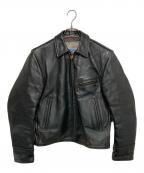 Aero LEATHERエアロレザー）の古着「Halfbelt ハーフベルトホースハイド レザージャケット」｜ブラック