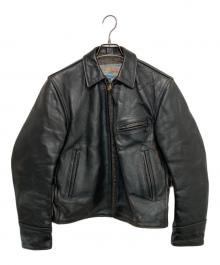 Aero LEATHER（エアロレザー）の古着「Halfbelt ハーフベルトホースハイド レザージャケット」｜ブラック