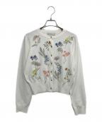 CELFORDセルフォード）の古着「フラワー刺繍カーディガン」｜ホワイト