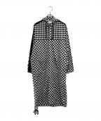 TAO COMME des GARCONSタオ コムデギャルソン）の古着「チェックフーデッドサイドラインコート」｜ブラック×ホワイト