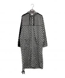TAO COMME des GARCONS（タオ コムデギャルソン）の古着「チェックフーデッドサイドラインコート」｜ブラック×ホワイト