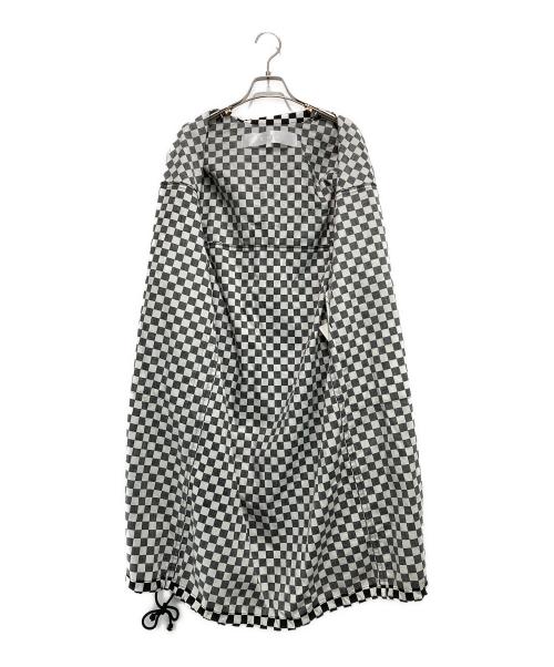 TAO COMME des GARCONS（タオ コムデギャルソン）TAO COMME des GARCONS (タオ コムデギャルソン) チェックフーデッドサイドラインコート ブラック×ホワイト サイズ:Sの古着・服飾アイテム