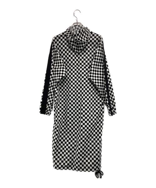 TAO COMME des GARCONS（タオ コムデギャルソン）TAO COMME des GARCONS (タオ コムデギャルソン) チェックフーデッドサイドラインコート ブラック×ホワイト サイズ:Sの古着・服飾アイテム