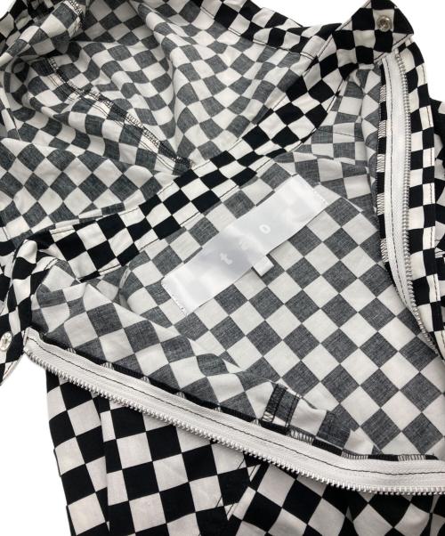 TAO COMME des GARCONS（タオ コムデギャルソン）TAO COMME des GARCONS (タオ コムデギャルソン) チェックフーデッドサイドラインコート ブラック×ホワイト サイズ:Sの古着・服飾アイテム