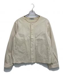 UNUSED（アンユーズド）の古着「カットオフノーカラージャケット」｜アイボリー