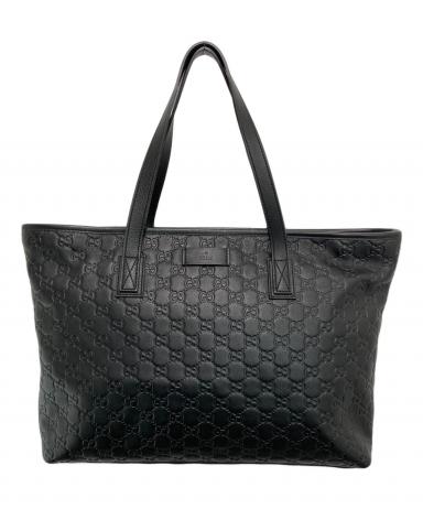 中古・古着通販】GUCCI (グッチ) GGシマ レザー トートバッグ ブラック