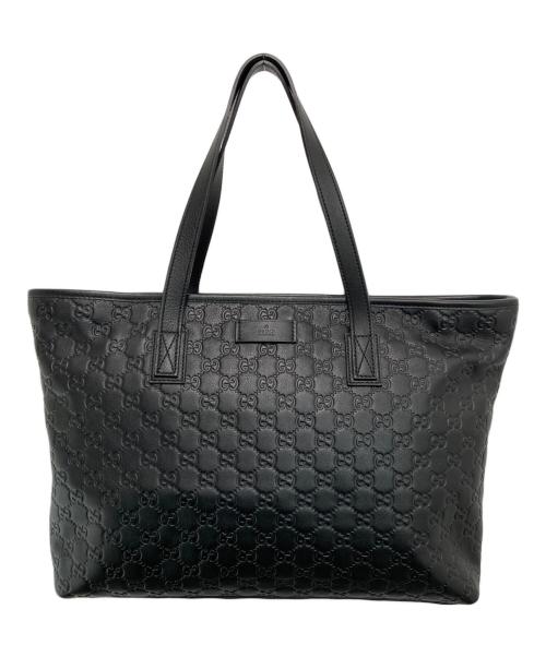 GUCCI（グッチ）GUCCI (グッチ) GGシマ レザー トートバッグ ブラックの古着・服飾アイテム