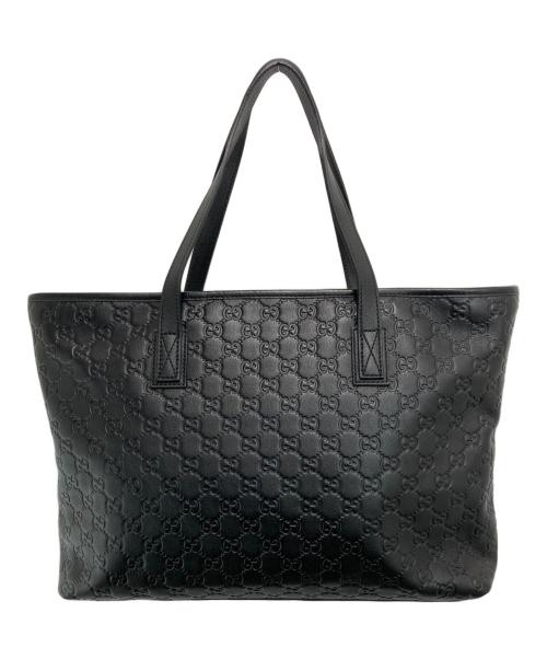 GUCCI（グッチ）GUCCI (グッチ) GGシマ レザー トートバッグ ブラックの古着・服飾アイテム