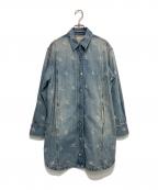 Calvin Klein Jeansカルバンクラインジーンズ）の古着「Distressed Indigo Denim Shirt Dress ディストレスド インディゴ デニム シャツドレス」｜ライトインディゴ