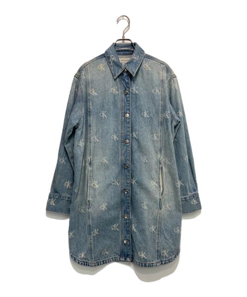 Calvin Klein Jeans（カルバンクラインジーンズ）Calvin Klein Jeans (カルバンクラインジーンズ) Distressed Indigo Denim Shirt Dress ディストレスド インディゴ デニム シャツドレス ライトインディゴ サイズ:Ｓの古着・服飾アイテム