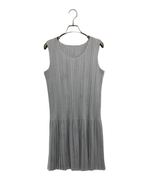 PLEATS PLEASE（プリーツプリーズ）PLEATS PLEASE (プリーツプリーズ) メッシュプリーツノースリーブワンピース グレー サイズ:4の古着・服飾アイテム