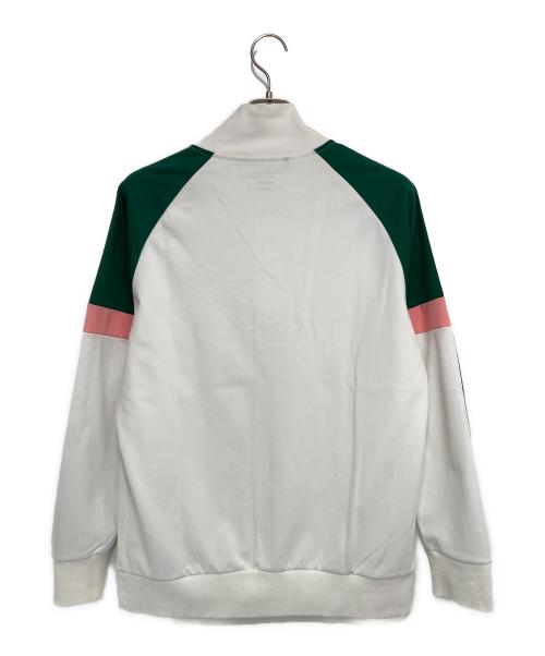 adidas（アディダス）adidas (アディダス) ツイストニット カラーブロック フルジップ レトロトラックジャケット ホワイト×グリーン サイズ:XLの古着・服飾アイテム
