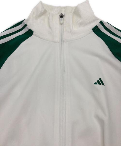 adidas（アディダス）adidas (アディダス) ツイストニット カラーブロック フルジップ レトロトラックジャケット ホワイト×グリーン サイズ:XLの古着・服飾アイテム