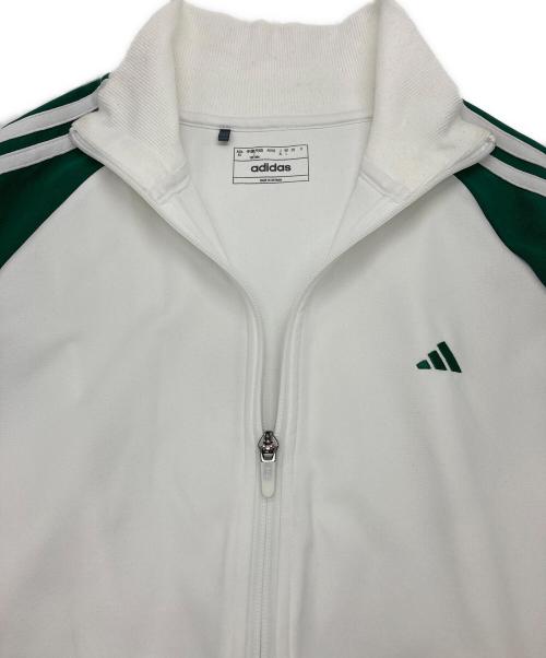 adidas（アディダス）adidas (アディダス) ツイストニット カラーブロック フルジップ レトロトラックジャケット ホワイト×グリーン サイズ:XLの古着・服飾アイテム