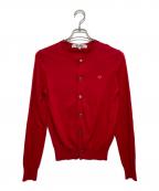 PLAY COMME des GARCONSプレイコムデギャルソン）の古着「LOGO PATCH COTTON KNIT CARDIGAN」｜レッド