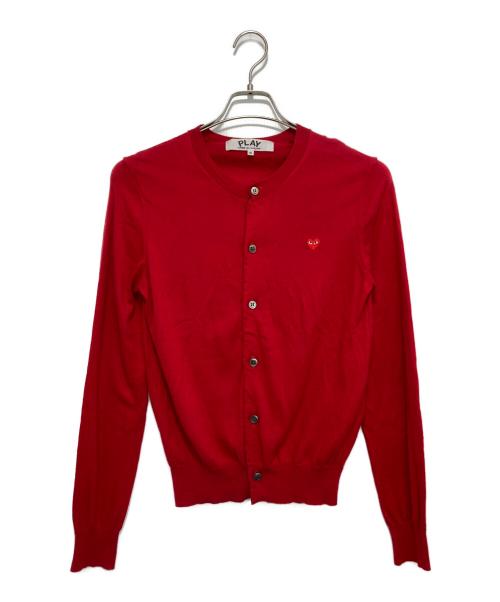 PLAY COMME des GARCONS（プレイコムデギャルソン）PLAY COMME des GARCONS (プレイコムデギャルソン) LOGO PATCH COTTON KNIT CARDIGAN レッド サイズ:Sの古着・服飾アイテム