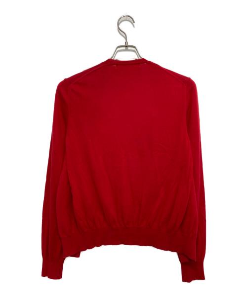 PLAY COMME des GARCONS（プレイコムデギャルソン）PLAY COMME des GARCONS (プレイコムデギャルソン) LOGO PATCH COTTON KNIT CARDIGAN レッド サイズ:Sの古着・服飾アイテム