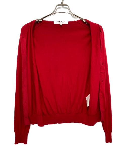 PLAY COMME des GARCONS（プレイコムデギャルソン）PLAY COMME des GARCONS (プレイコムデギャルソン) LOGO PATCH COTTON KNIT CARDIGAN レッド サイズ:Sの古着・服飾アイテム