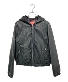 PAUL SMITH（ポールスミス）の古着「フーデッドレザージャケット」｜ブラック