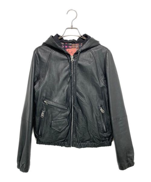 PAUL SMITH（ポールスミス）PAUL SMITH (ポールスミス) フーデッドレザージャケット ブラック サイズ:40の古着・服飾アイテム