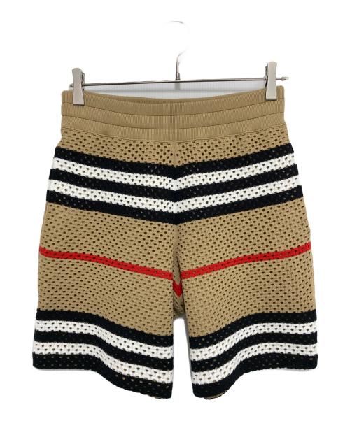 BURBERRY LONDON（バーバリーロンドン）BURBERRY LONDON (バーバリーロンドン) Icon Stripe Pointelle Knit Shorts アイコンストライプポインテールニットショーツ ベージュ サイズ:XSの古着・服飾アイテム