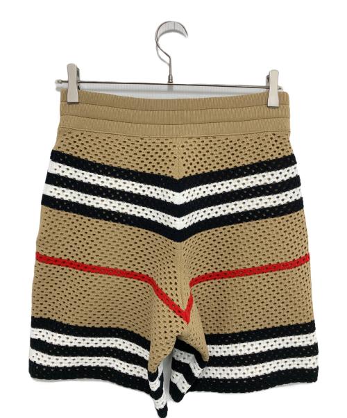 BURBERRY LONDON（バーバリーロンドン）BURBERRY LONDON (バーバリーロンドン) Icon Stripe Pointelle Knit Shorts アイコンストライプポインテールニットショーツ ベージュ サイズ:XSの古着・服飾アイテム