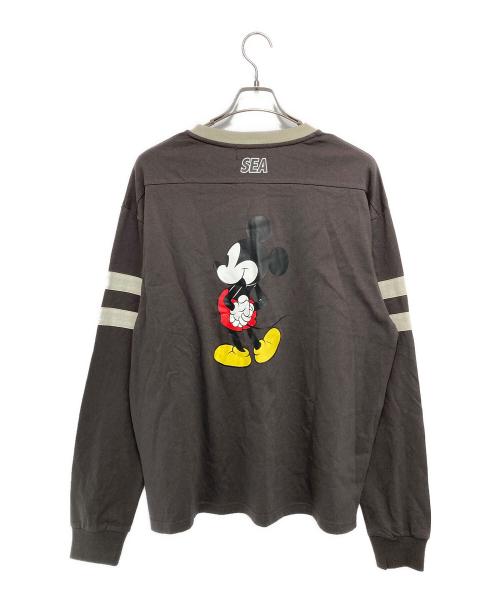 WIND AND SEA（ウィンダンシー）WIND AND SEA (ウィンダンシー) MICKEY/line ls tee ミッキーラインT ブラウン サイズ:Mの古着・服飾アイテム