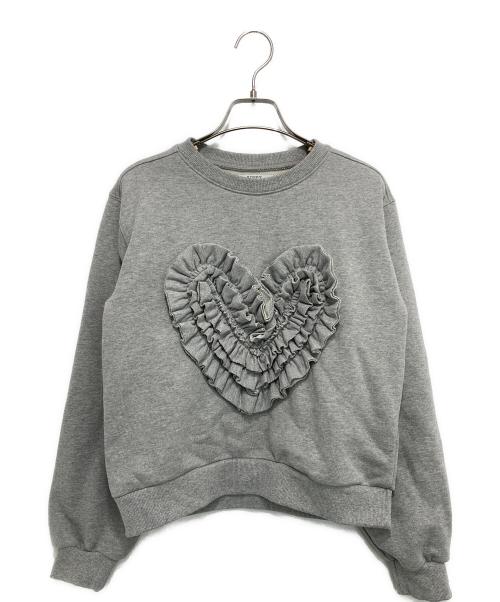 POPPY（ポピー）POPPY (ポピー) Heart gathered sweatshirt ハートギャザースウェットシャツ グレーの古着・服飾アイテム