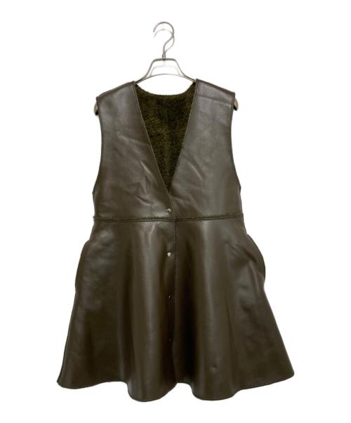 Ameri（アメリ）Ameri (アメリ) BOA V NECK REVERSIBLE PEPLUM VEST カーキ サイズ:Ｓの古着・服飾アイテム
