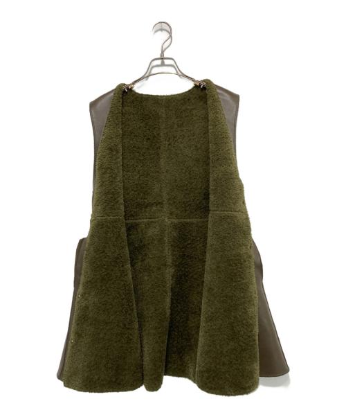 Ameri（アメリ）Ameri (アメリ) BOA V NECK REVERSIBLE PEPLUM VEST カーキ サイズ:Ｓの古着・服飾アイテム