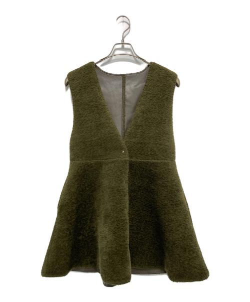 Ameri（アメリ）Ameri (アメリ) BOA V NECK REVERSIBLE PEPLUM VEST カーキ サイズ:Ｓの古着・服飾アイテム