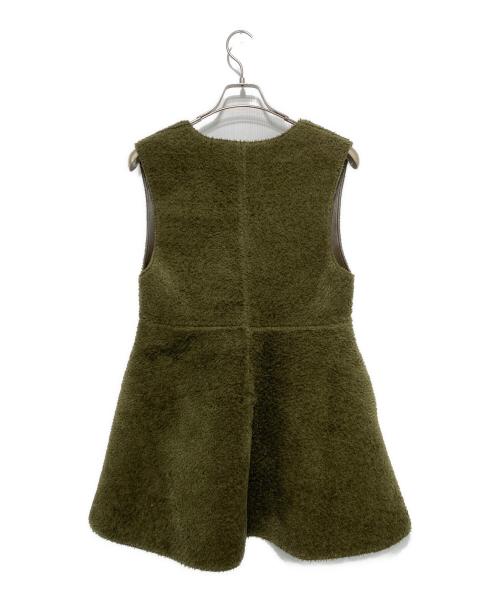 Ameri（アメリ）Ameri (アメリ) BOA V NECK REVERSIBLE PEPLUM VEST カーキ サイズ:Ｓの古着・服飾アイテム
