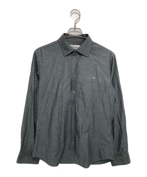 Vivienne Westwood man（ヴィヴィアン ウェストウッド マン）Vivienne Westwood man (ヴィヴィアン ウェストウッド マン) オーブ刺繍長袖シャツ グレー サイズ:46の古着・服飾アイテム