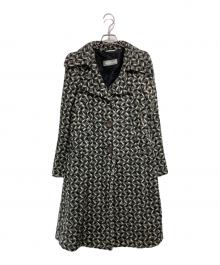 MaxMara（マックスマーラ）の古着「総柄ウール混コート」｜ブラック×アイボリー
