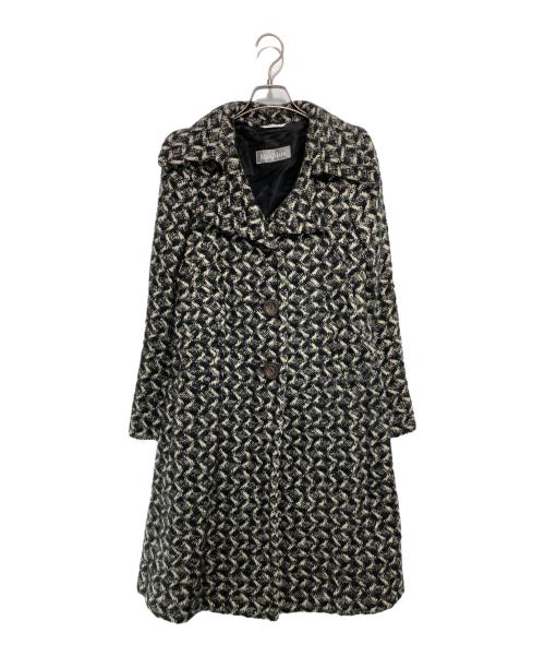 MaxMara（マックスマーラ）MaxMara (マックスマーラ) 総柄ウール混コート ブラック×アイボリー サイズ:Mの古着・服飾アイテム
