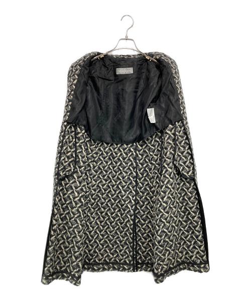 MaxMara（マックスマーラ）MaxMara (マックスマーラ) 総柄ウール混コート ブラック×アイボリー サイズ:Mの古着・服飾アイテム