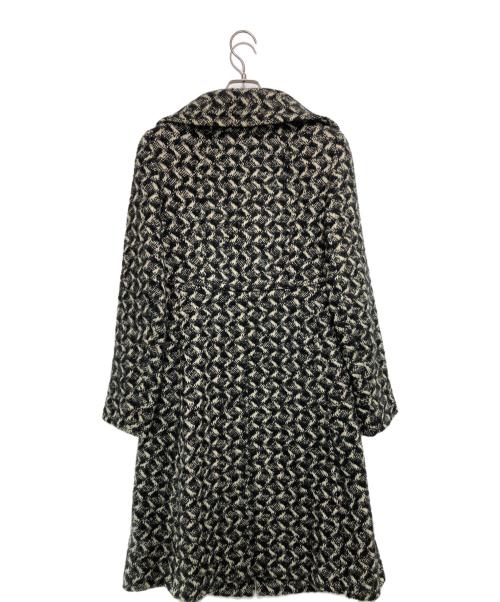 MaxMara（マックスマーラ）MaxMara (マックスマーラ) 総柄ウール混コート ブラック×アイボリー サイズ:Mの古着・服飾アイテム