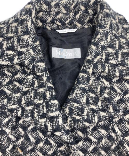 MaxMara（マックスマーラ）MaxMara (マックスマーラ) 総柄ウール混コート ブラック×アイボリー サイズ:Mの古着・服飾アイテム