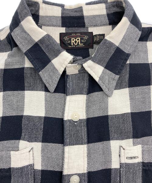 RRL（ダブルアールエル）RRL (ダブルアールエル) Ron Herman (ロンハーマン) リネン混チェックシャツ ブラック×アイボリー サイズ:XXLの古着・服飾アイテム
