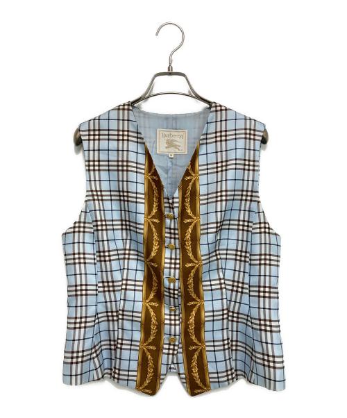 Burberry's（バーバリー）Burberry's (バーバリー) ノバチェックジレ スカイブルー サイズ:42の古着・服飾アイテム