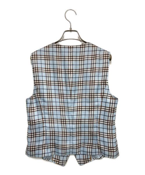 Burberry's（バーバリー）Burberry's (バーバリー) ノバチェックジレ スカイブルー サイズ:42の古着・服飾アイテム