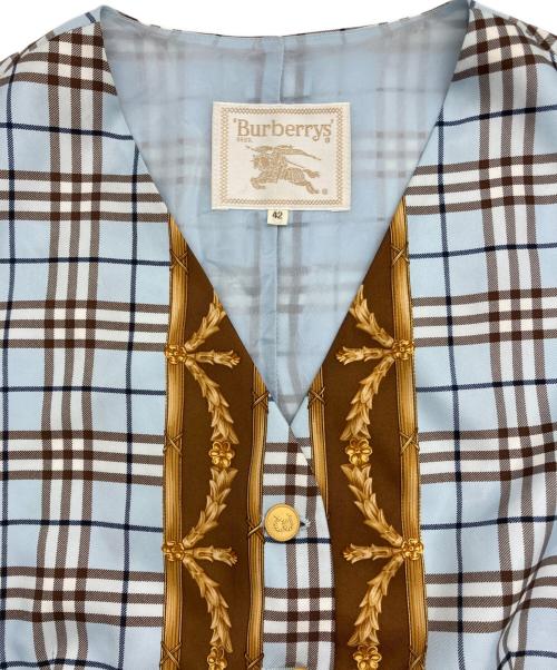 Burberry's（バーバリー）Burberry's (バーバリー) ノバチェックジレ スカイブルー サイズ:42の古着・服飾アイテム