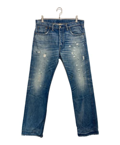 RRL（ダブルアールエル）RRL (ダブルアールエル) ダメージ加工セルビッジデニムパンツ インディゴ サイズ:32の古着・服飾アイテム