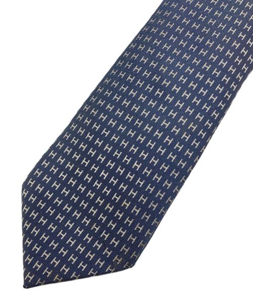 HERMES（エルメス）HERMES (エルメス) Hロゴシルクネクタイ ネイビー サイズ:-の古着・服飾アイテム