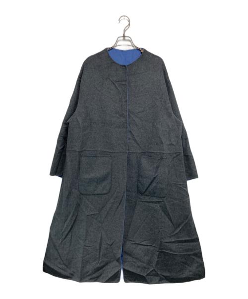 SIMPLICITE（シンプリシテ）SIMPLICITE (シンプリシテ) S120ブレンドリバーシブルコート グレー×ブルー サイズ:Mの古着・服飾アイテム