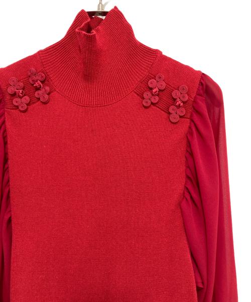 PAMEO POSE（パメオポーズ）PAMEO POSE (パメオポーズ) Mandarin Knit Dress レッド サイズ:Fの古着・服飾アイテム