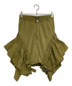 PAMEO POSEパメオポーズ）の古着「V Belt Skirt」｜カーキ