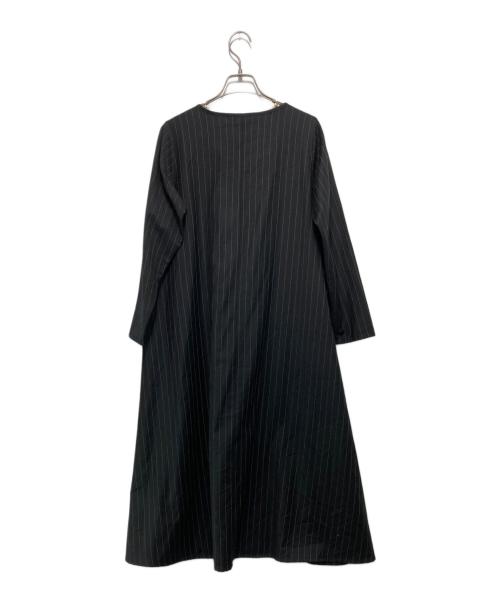 mizuiro-ind（ミズイロインド）mizuiro-ind (ミズイロインド) ウールクルーネックストライプワンピース ブラック サイズ:-の古着・服飾アイテム