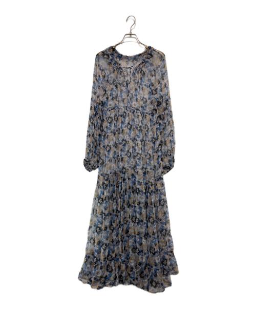ne quittez pas（ヌキテパ）ne quittez pas (ヌキテパ) シアー花柄ワンピース ブルー サイズ:-の古着・服飾アイテム