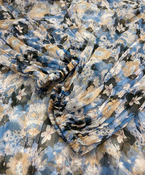 ne quittez pas（ヌキテパ）ne quittez pas (ヌキテパ) シアー花柄ワンピース ブルー サイズ:-の古着・服飾アイテム
